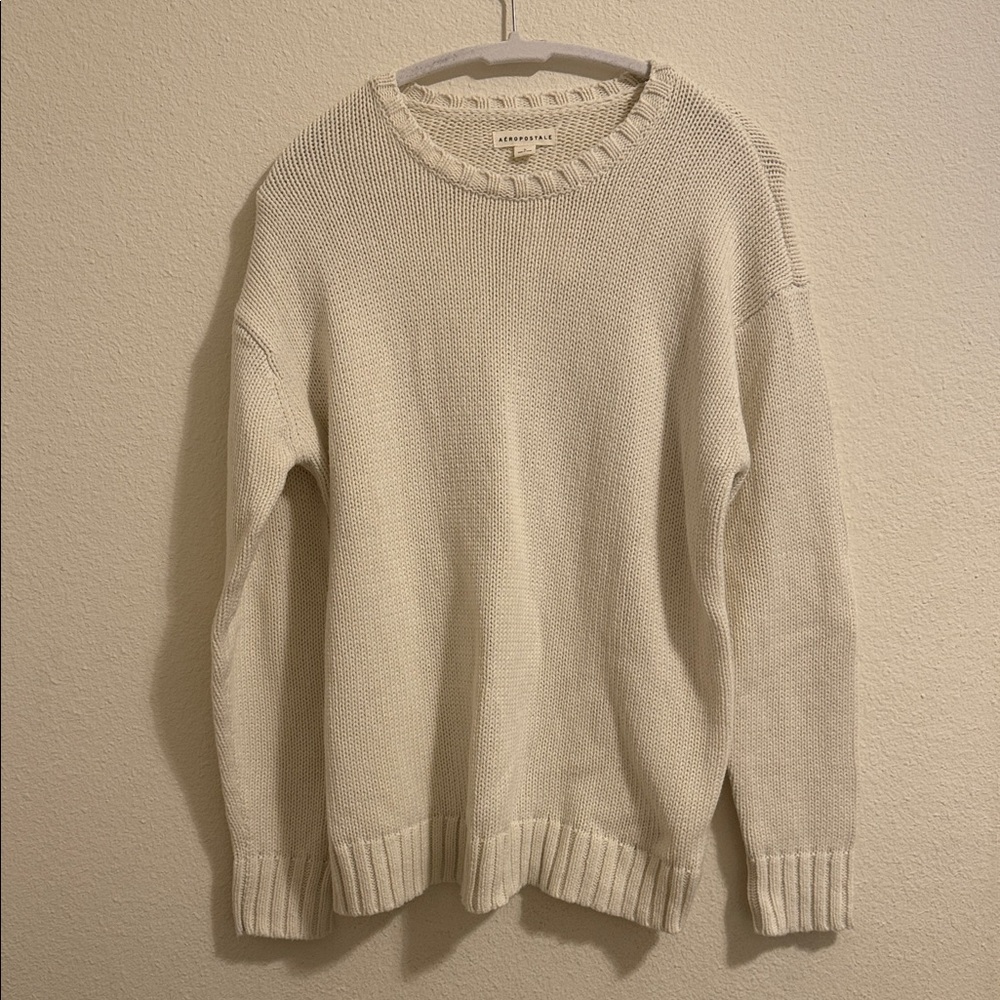 Aeropostale size large white long sleeve crewneck sweater new with tags